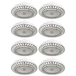 10 in. Round 250-Watt Equivalent Integrated LED White High Bay Light 17,600 Lumens 5000K Wet Rated (8-Pack) by ETi