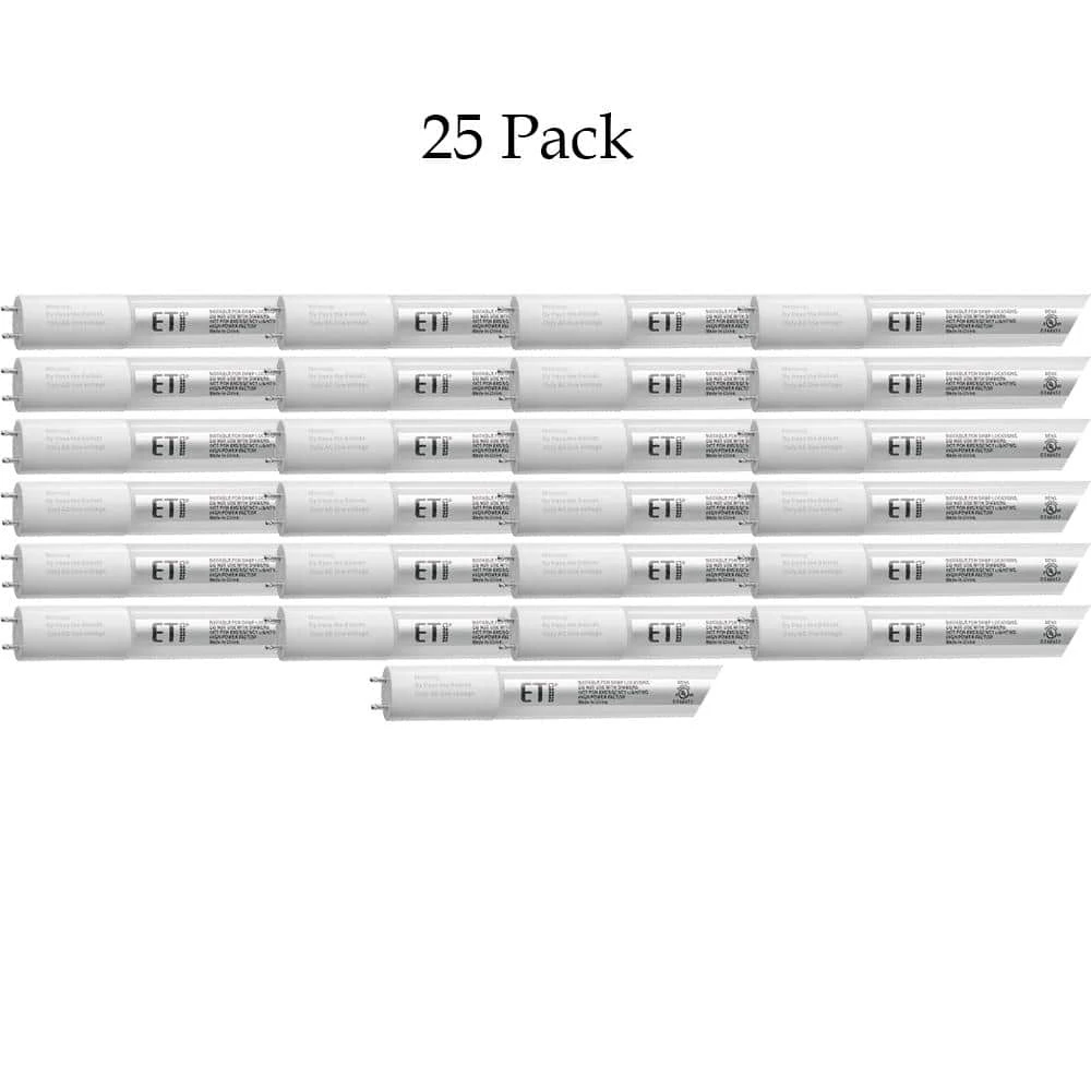 12-Watt 4 ft. Bypass Ballast Linear T8 Power Either End Glass LED Tube Light Bulb, 1800 Lumens 5000K 120-277V (25-Pack) by ETi 4 12-Watt 4 ft. Bypass Ballast Linear T8 Power Either End Glass LED Tube Light Bulb, 1800 Lumens 5000K 120-277V (25-Pack) by ETi - Image 4