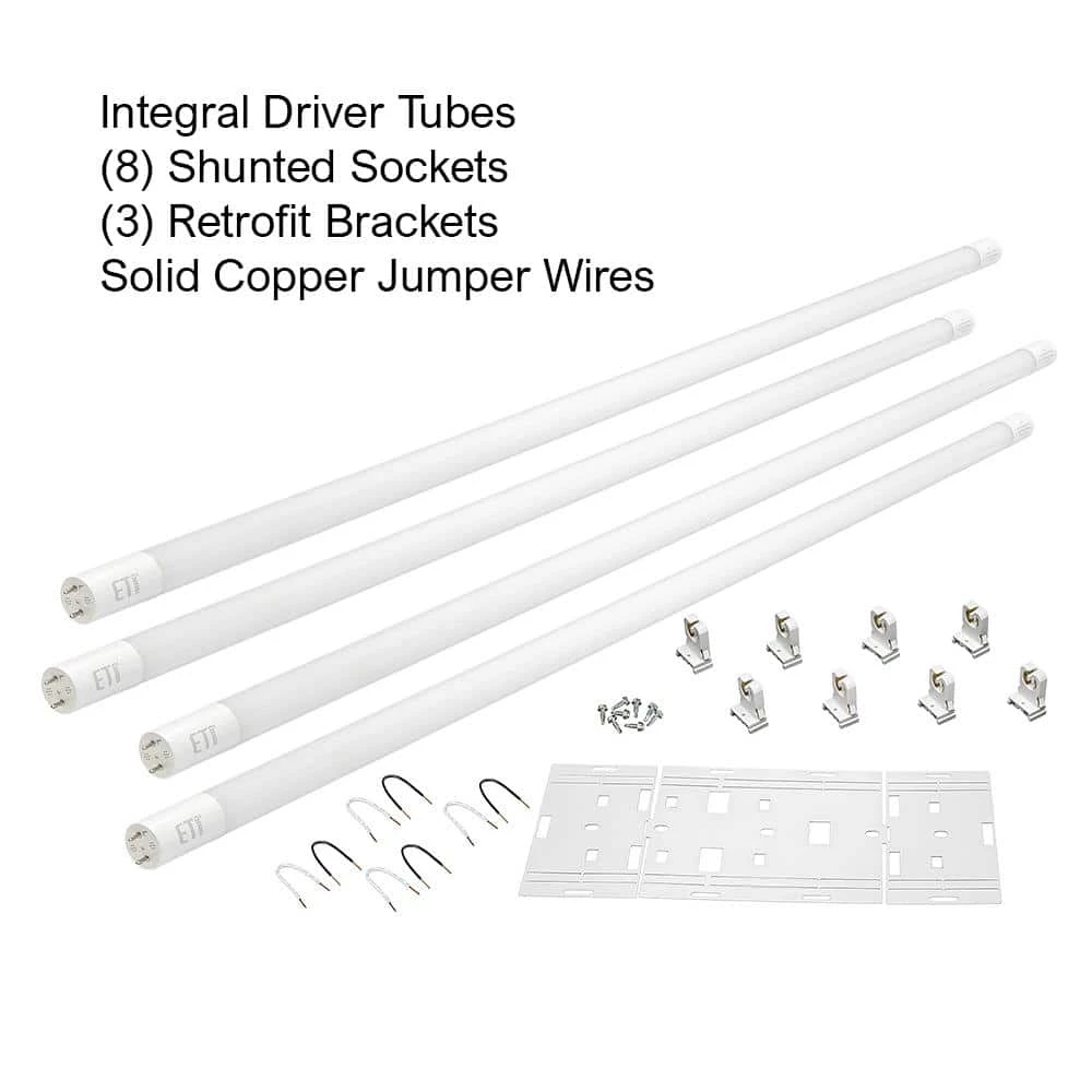 48-Watt 4 ft. Linear LED Tube Light Bulb Retrofit Conversion Kit Replaces 8 ft. T8 T12 Fluorescent Bulb 7200 Lumen 5000K by ETi 3 48-Watt 4 ft. Linear LED Tube Light Bulb Retrofit Conversion Kit Replaces 8 ft. T8 T12 Fluorescent Bulb 7200 Lumen 5000K by ETi - Image 3