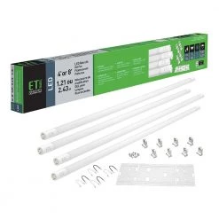 48-Watt 4 ft. Linear LED Tube Light Bulb Retrofit Conversion Kit Replaces 8 ft. T8 T12 Fluorescent Bulb 7200 Lumen 5000K by ETi