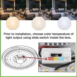 11 in. 1-Light White Octagon Selectable LED Indoor Outdoor Flush Mount Porch Deck Light 830 Lumens 3000K 4000K 5000K by ETi -ETi Sales white eti outdoor flush mount lights 54466201 40 1000