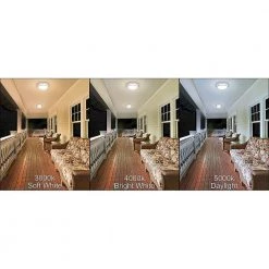 11 in. 1-Light White Octagon Selectable LED Indoor Outdoor Flush Mount Porch Deck Light 830 Lumens 3000K 4000K 5000K by ETi -ETi Sales white eti outdoor flush mount lights 54466201 c3 1000