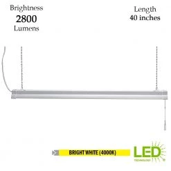 40 in. 50-Watt Equivalent Plug-In Integrated LED White Shop Light with Pull Chain 4000K Bright White 2800 Lumens by ETi -ETi Sales white eti shop lights 54590141 40 1000