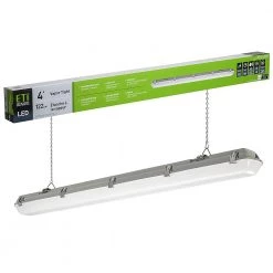4 ft. 96-Watt Equivalence Integrated LED White Strip Light Fixture Vapor Tight 4000K High Output 5400 Lumens Multi-Volt by ETi