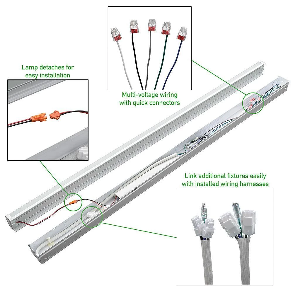 4 ft. 100-Watt Equivalent Integrated LED White Strip Light Fixture 5000K Linkable High Output 5000 Lumens (6-Pack) by ETi 3 4 ft. 100-Watt Equivalent Integrated LED White Strip Light Fixture 5000K Linkable High Output 5000 Lumens (6-Pack) by ETi - Image 3