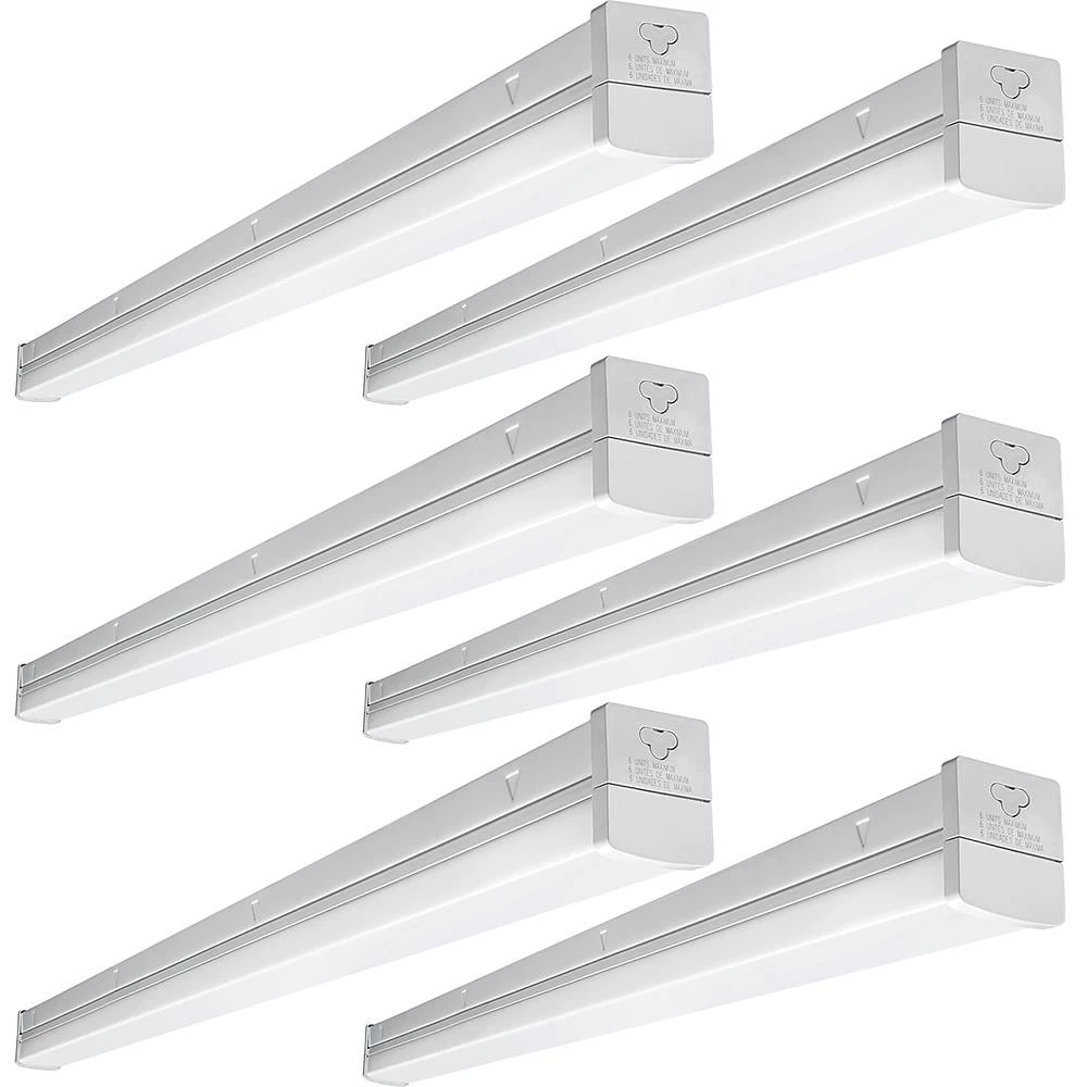4 ft. 100-Watt Equivalent Integrated LED White Strip Light Fixture 5000K Linkable High Output 5000 Lumens (6-Pack) by ETi 1 4 ft. 100-Watt Equivalent Integrated LED White Strip Light Fixture 5000K Linkable High Output 5000 Lumens (6-Pack) by ETi