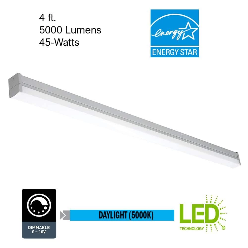 4 ft. 100-Watt Equivalent Integrated LED White Strip Light Fixture 5000K Linkable High Output 5000 Lumens (6-Pack) by ETi 2 4 ft. 100-Watt Equivalent Integrated LED White Strip Light Fixture 5000K Linkable High Output 5000 Lumens (6-Pack) by ETi - Image 2